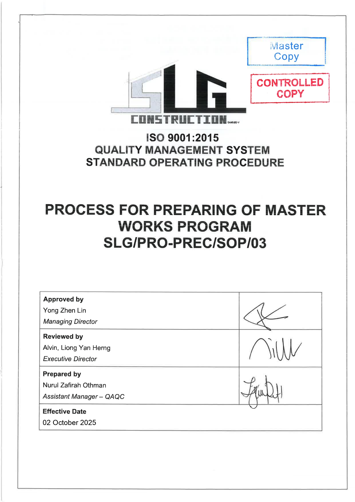 SLG-PRO-SOP Page 1